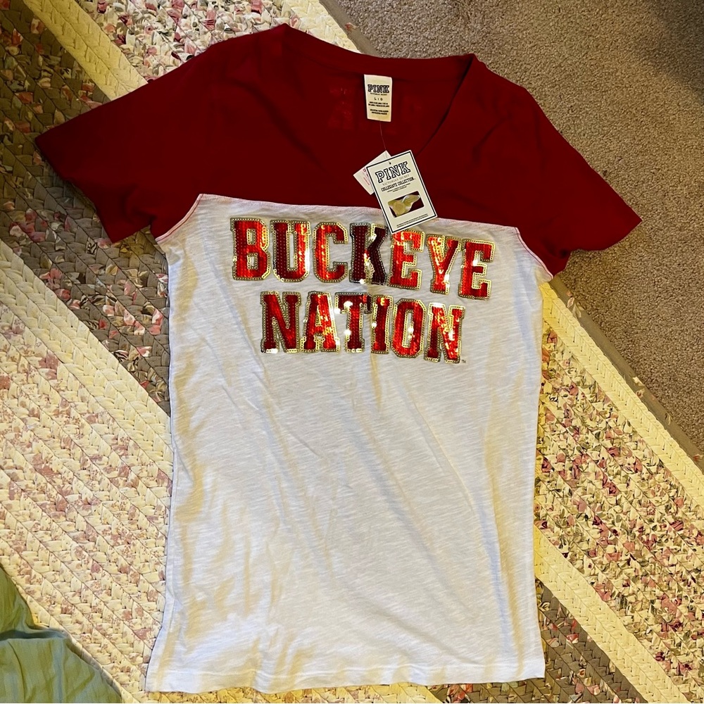 NWT Pink ohio state t shirt sequin